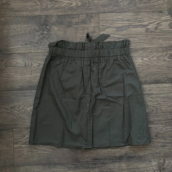 Army Green Mini Skirt with Tie Waist - Picture 2 of 4